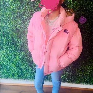 Burberry Pink and Tan Puffer Jacket